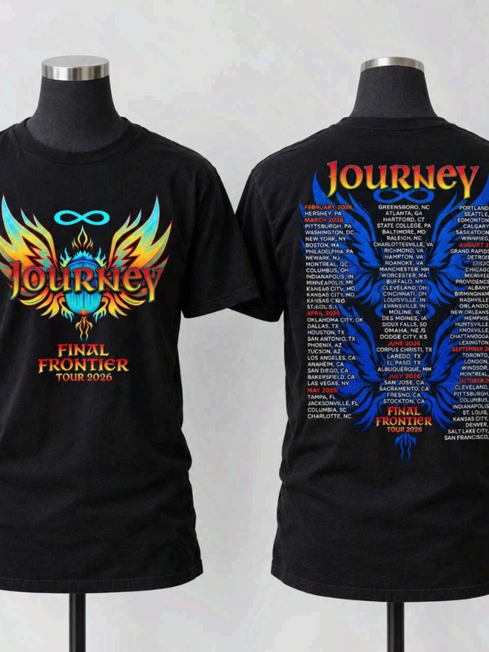 Journey Final Frontier Tour 2026 Concert Band Merch Black Tee